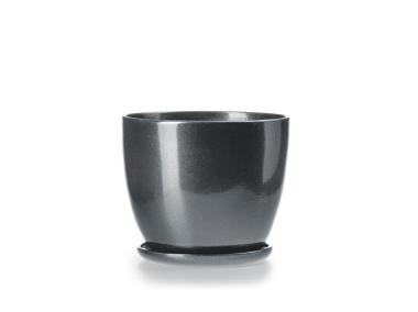 Zdjęcie: Doniczka Klasik 3 szary połysk 18x14 cm FLOWERPOT
