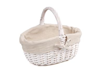 Zdjęcie: Kosz wiklinowy z materiałem 27x21x12x13/23 cm biały TIN TOURS