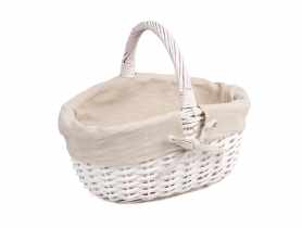 Kosz wiklinowy z materiałem 27x21x12x13/23 cm biały TIN TOURS
