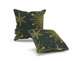 Poduszka welwetowa świąteczna 45x45 cm ciemnozielono-złota EUROFIRANY