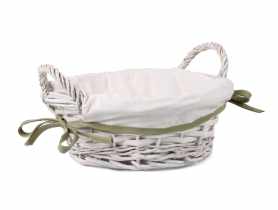 Kosz wiklinowy okragły z uchwytami 25x25x9/14 cm biały TIN TOURS