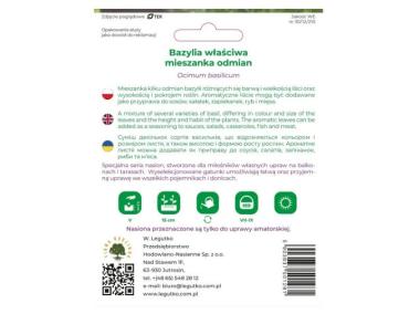 Zdjęcie: Bazylia właściwa mieszanka odmian typ patio 0,50 g na balkon i taras W.LEGUTKO