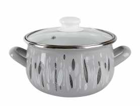 Garnek emaliowany Pyza Dekor Autumn 22 cm - 5,3 L szary EMALIA PLESZEW