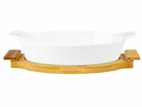 Naczynie ceramiczne Modeno 33,5 cm na podstawie bambusowej owalne FLORINA