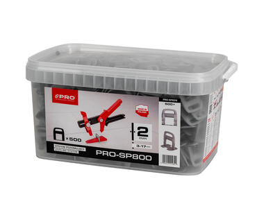 Zdjęcie: System poziomujący PRO-SP800 2 mm, klipsy 500 szt. wiadro 10 L PRO