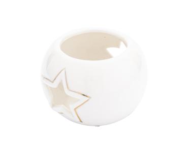 Zdjęcie: Świecznik porcelanowy gwiazdka ze złotem 9x9x6 cm ALTOMDESIGN