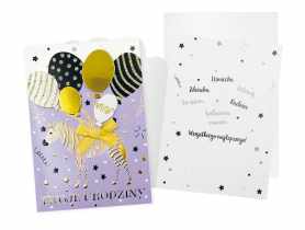 Karnet DK-1016 Urodziny - zebra, balony KUKARTKA