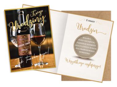 Zdjęcie: Karnet V-053 Urodziny - wino KUKARTKA