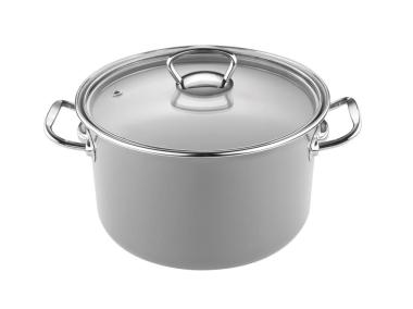 Zdjęcie: Garnek emaliowany Primario z pokrywką 20 cm - 3,8 L prosty szary EMALIA PLESZEW