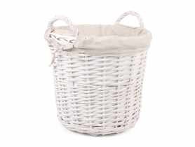 Kosz wiklinowy z uchwytami i materiałem 33x33x30/36 cm biały TIN TOURS
