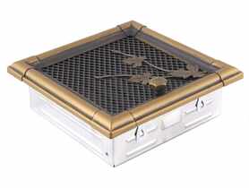 Kratka kominkowa wentylacyjna Retro 16x16 cm z żaluzją złota patyna PARKANEX