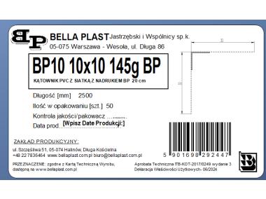 Zdjęcie: Kątownik prosty z siatką BP10 L250 20 cm BELLA PLAST