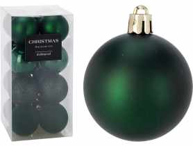 Bombki plastikowe 6 cm - 16 szt. ciemnozielone KOOPMAN