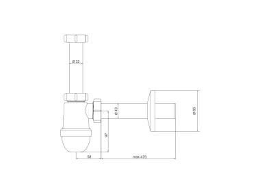 Zdjęcie: Syfon do umywalki butelkowy bez spustu, odpływ fi 40 mm TYCNER