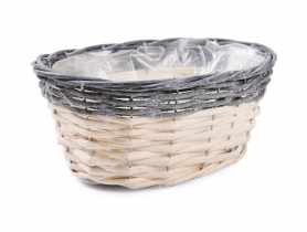 Osłonka wiklinowa z folią na kwiaty 27x19x12 cm owalny TIN TOURS