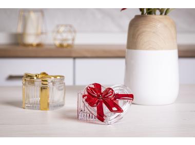 Zdjęcie: Puzderko szklane serce ze złotą kokardą 9x12 cm Altom Design