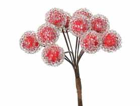 Gałązka dekoracyjna jarzębina oszroniona na piku 10cm czerwony JUMI