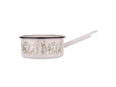 Zdjęcie: Rondel emaliowany z trzonkiem Wild herbs 1 L - 14 cm kremowy SILESIA