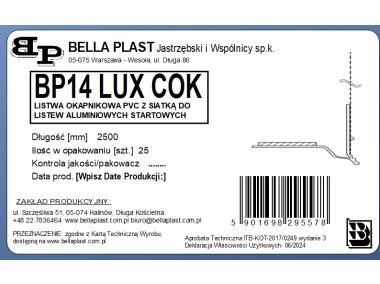 Zdjęcie: Listwa okapnikowa PVC z siatką BP14 Lux COK L250 do listwy Alu BELLA PLAST