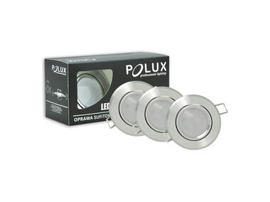 Zdjęcie: Oprawki podtynkowe LED Sun aluminiowe 3in1 okragle srebrne polysk 3 pak POLUX