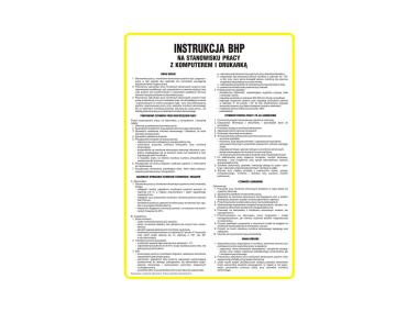 Zdjęcie: Oznaczenie "Instrukcja postępowania na stanowisku pracy z komputerem i drukarką" 24,5x35 cm METRO