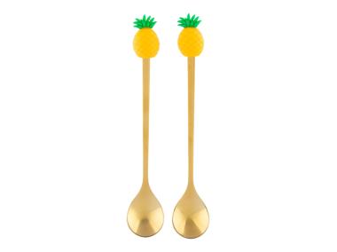 Zdjęcie: Komplet 2 łyżeczek w odcieniu złota z ozdobną końcówką ananas ALTOM DESIGN