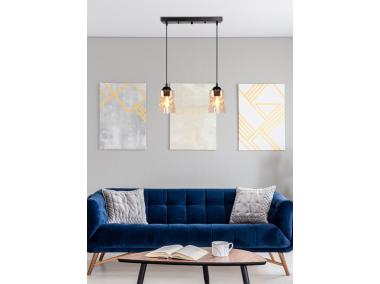 Zdjęcie: Lampa wisząca Felis czarny 2x60 W E27 klosz bursztynowy CANDELLUX