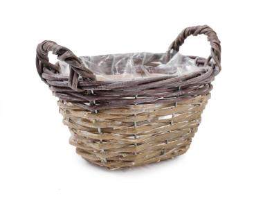 Zdjęcie: Osłonka wiklinowa z uchwytami na kwiaty 22x17x12/17 cm TIN TOURS