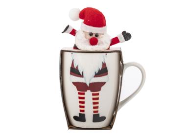 Zdjęcie: Zimowy kubek baryłka 340 ml z maskotką Mikołaj B ALTOM DESIGN