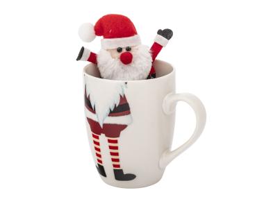 Zdjęcie: Zimowy kubek baryłka 340 ml z maskotką Mikołaj B ALTOM DESIGN