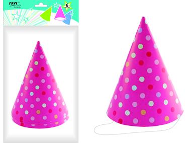 Zdjęcie: Czapeczki urodzinowe Pink Dots 6 szt. RAVI