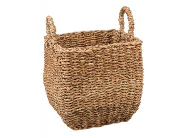 Zdjęcie: Koszyk kwadratowy z trawy morskiej z uchwytami 28x28x26/35 cm TIN TOURS