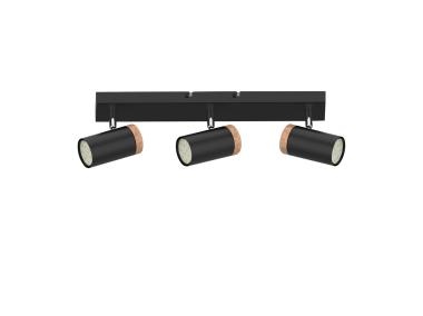 Zdjęcie: Lampa sufitowa Lagos czarny 3x15 W GU10 klosz czarno-dewniany CANDELLUX