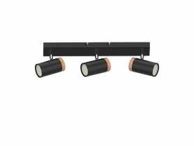 Lampa sufitowa Lagos czarny 3x15 W GU10 klosz czarno-dewniany CANDELLUX