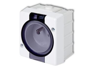 Zdjęcie: Gniazdo hermetyczne pojedyncze 2P+Z IP44 klapka dymna GHS-1d ECOLINE