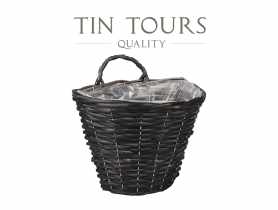 Kosz wiklinowy ścienny czarny TIN TOURS