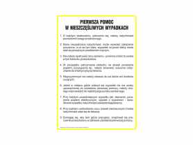 Oznaczenie "Instrukcja Pierwsza pomoc w nieszczęśliwych wypadkach" 24,5x35 cm METRO