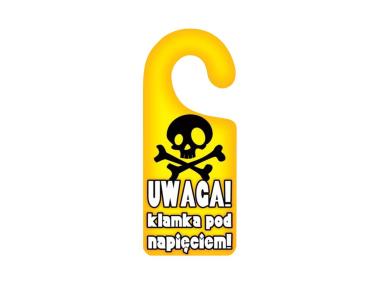 Zdjęcie: Oznaczenie F18 8x19/S "Uwaga klamka pod napięciem!" zawieszka METRO