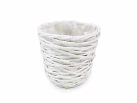 Osłonka wiklinowa z folią na kwiaty 18x18x16 cm biała okragła TIN TOURS