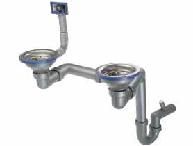 Syfon do zlewozmywaka stalowego 1.5- i 2-komorowego - odpływ 2" stal DEANTE
