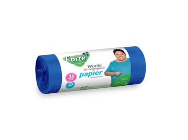 Zdjęcie: Worki na śmieci LDPE zawiązywane do segregacji papier 35 L - 20 szt. FORTE+