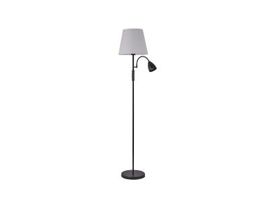 Zdjęcie: Lampa podłogowa Artemis plus, czarna podstawa, biały abażur ADRILUX
