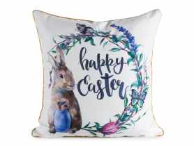 Poszewka wielkanocna na poduszkę Wiosna 45x45 cm biało-niebieska EUROFIRANY