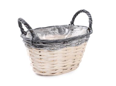 Zdjęcie: Osłonka wiklinowa z uchwytami na kwiaty 22x17x12/17 cm TIN TOURS