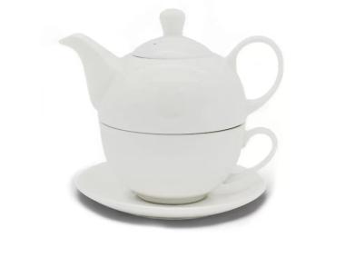 Zdjęcie: Dzbanek ceramiczny 450 ml z filiżanką biały TRAGAR