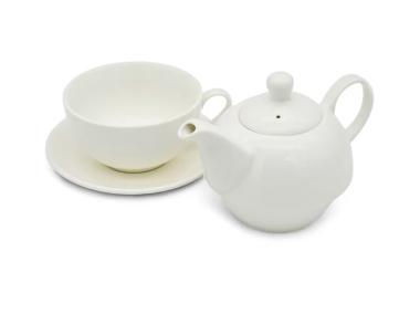 Zdjęcie: Dzbanek ceramiczny 450 ml z filiżanką biały TRAGAR