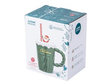 Zdjęcie: Kubek stożek 370 ml Xmax shake z silikonową pokrywką i słomką zielony ALTOM DESIGN