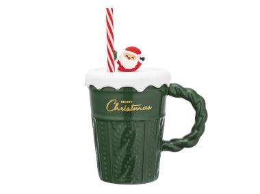 Zdjęcie: Kubek stożek 370 ml Xmax shake z silikonową pokrywką i słomką zielony ALTOM DESIGN