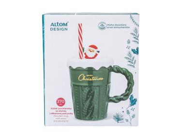 Zdjęcie: Kubek stożek 370 ml Xmax shake z silikonową pokrywką i słomką zielony ALTOM DESIGN