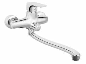 Bateria umywalkowo-wannowa ścienna z przyłączem natrysku Tiga, chrom FERRO